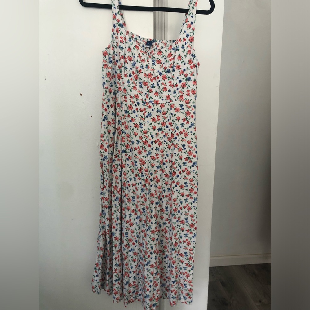 Old Navy White Maxi Skirt with Pink & Blue Floral Print